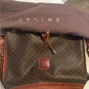 Vintage Celine Macadam Monogram Drawstring Bucket Shoulder Bag